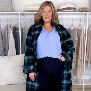 Free Assembly Plaid patterned Coat